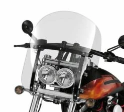 Harley Davidson Abnehmbare Kompakt-Windschutzscheibe 15" Leicht Getönt & Schwarze Streben