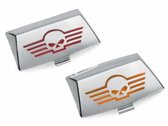 Harley Davidson Fenderspitzen-Kit Mit Glaseinsatz Und Skull Logo 3 Harley Davidson Fenderspitzen-Kit Mit Glaseinsatz Und Skull Logo