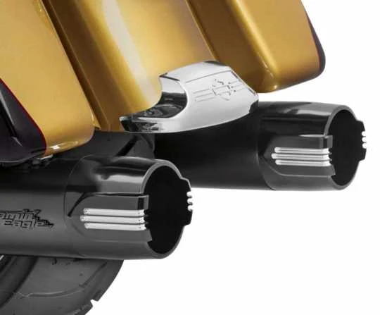 Harley Davidson Defiance 4.5" Schalldämpferkappen Schwarz Cut 4 Harley Davidson Defiance 4.5" Schalldämpferkappen Schwarz Cut – Bild 2