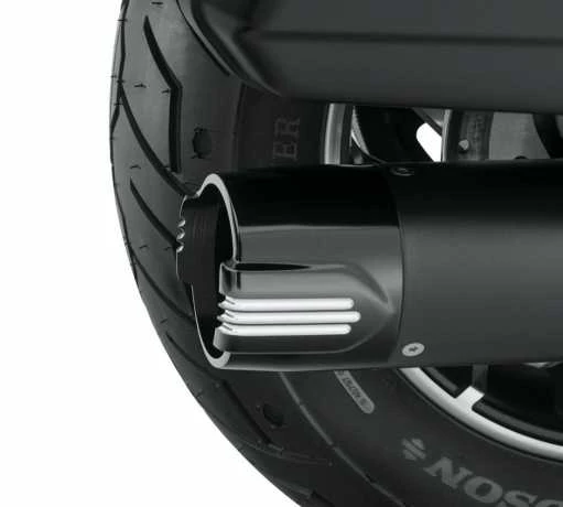 Harley Davidson Defiance Schalldämpfer Endkappen 4.5" Schwarz Machine Cut 4 Harley Davidson Defiance Schalldämpfer Endkappen 4.5" Schwarz Machine Cut – Bild 2